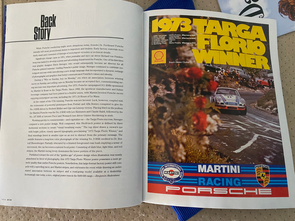 Writing for Panorama Magazine on the 1973 Porsche Targa Florio Victory Poster!