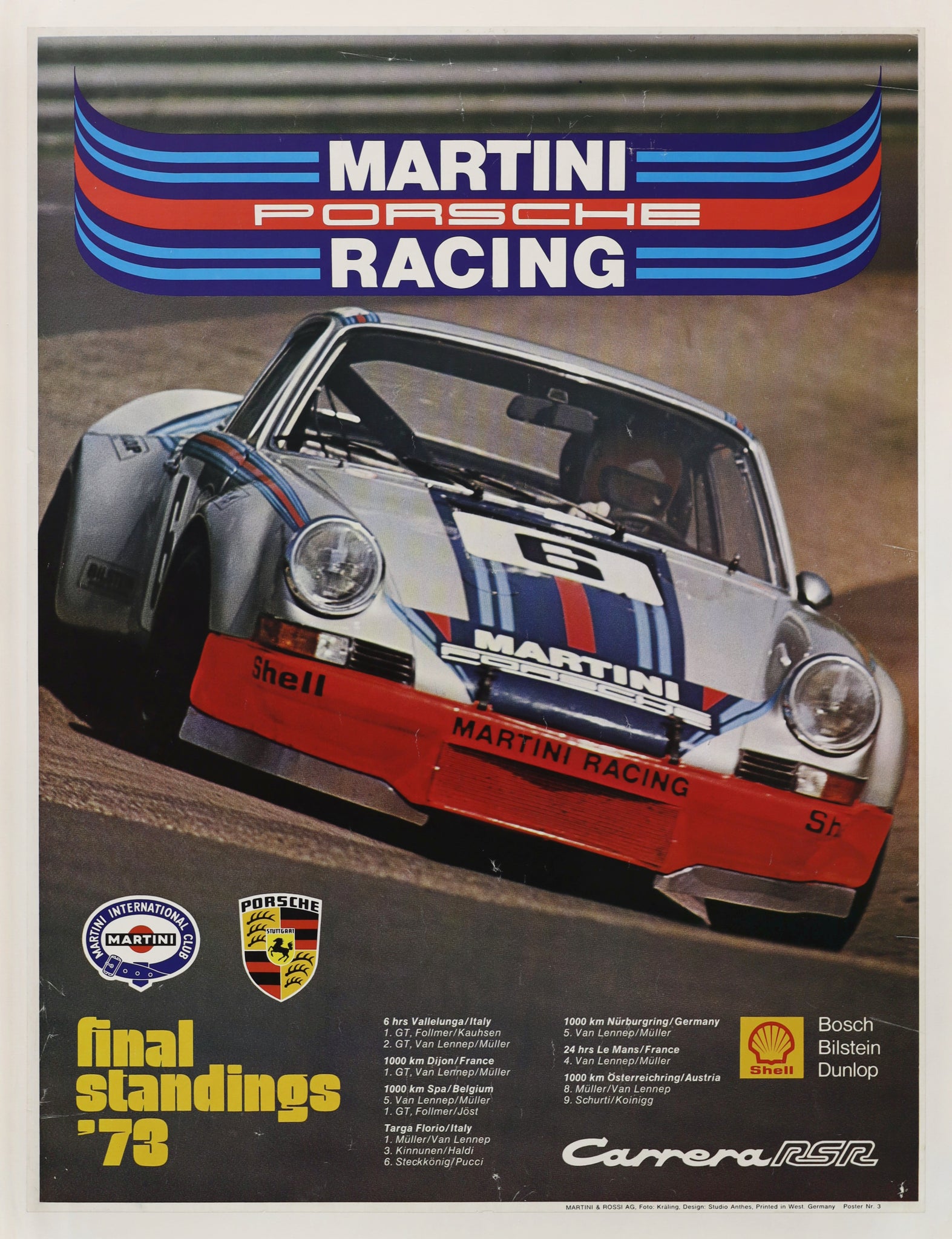 Final Standings 1973 Porsche Martini Poster