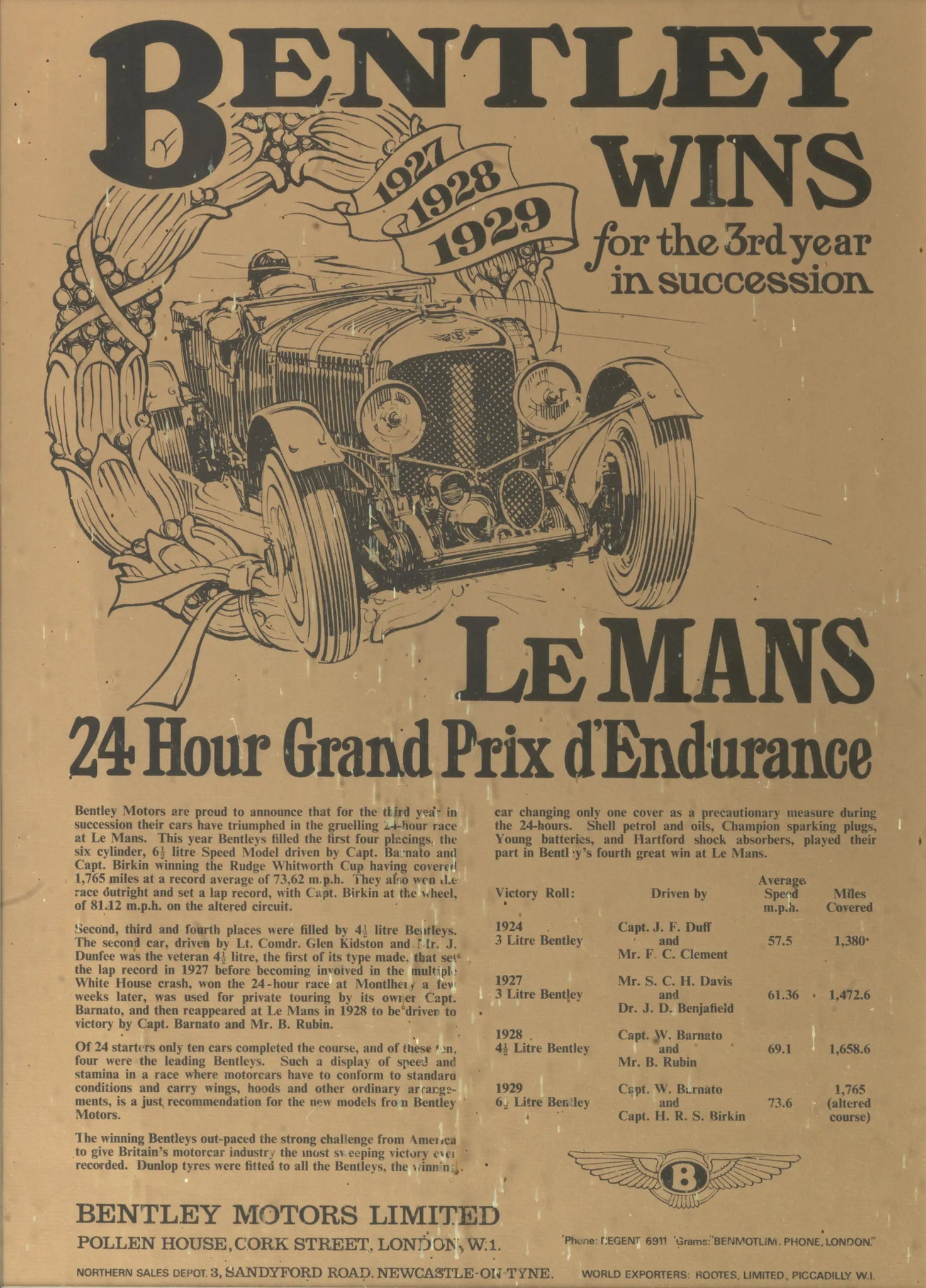 Bentley Wins Le Mans 1927, 1928, 1929